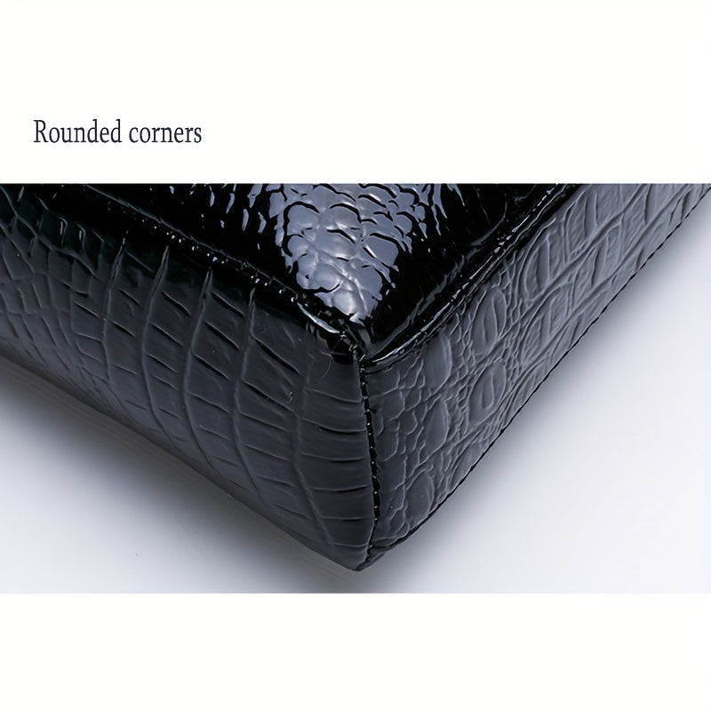Men's Crocodile Pattern Crossbody Bag - PU Leather Business Messenger Bag